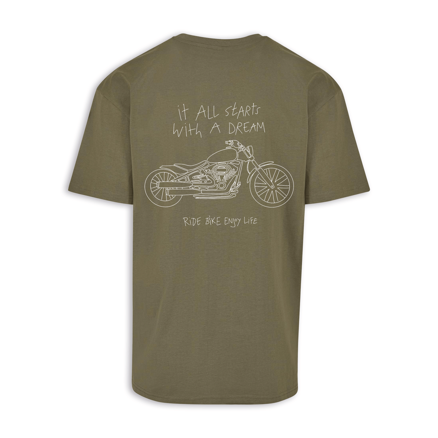 It All Starts With A Dream - Olive/Weiß Oversize Shirt