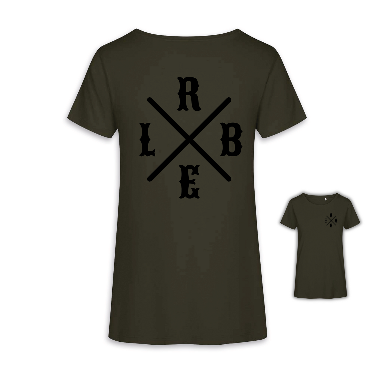 RIDE BIKE ENJOY LIFE Kreuz - Khaki/Schwarz Frauen Shirt