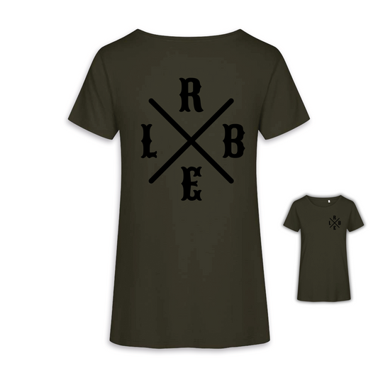 RIDE BIKE ENJOY LIFE Kreuz - Khaki/Schwarz Frauen Shirt