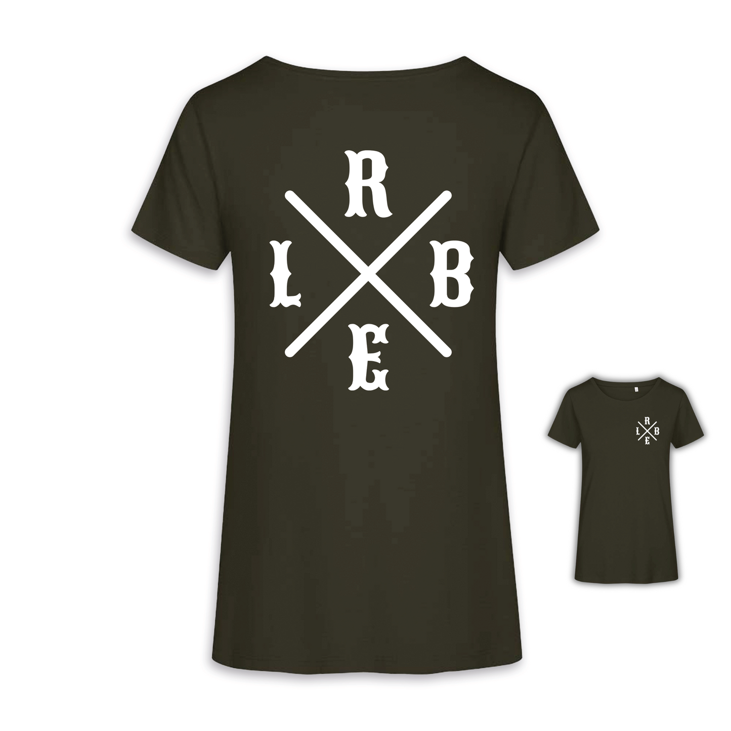RIDE BIKE ENJOY LIFE Kreuz - Khaki/Weiß Frauen Shirt