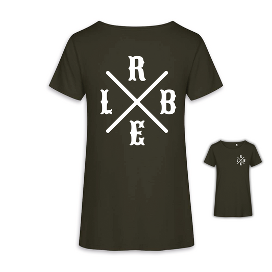 RIDE BIKE ENJOY LIFE Kreuz - Khaki/Weiß Frauen Shirt