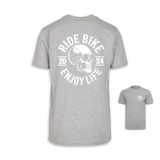 RIDE BIKE ENJOY LIFE - Grau/Weiß Männer Shirt