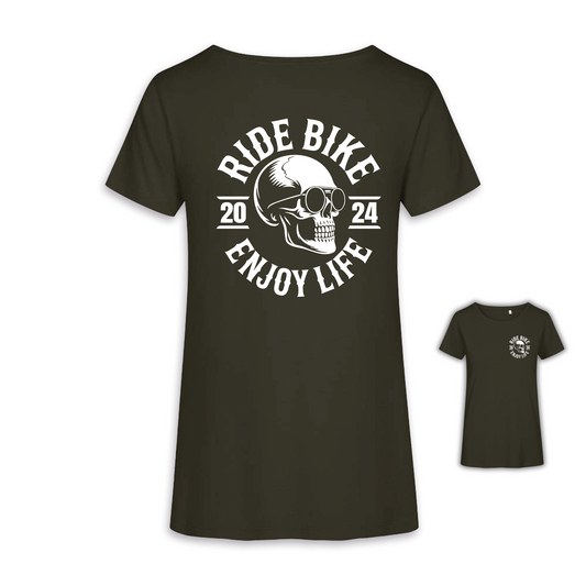 RIDE BIKE ENJOY LIFE - Khaki Frauen Shirt