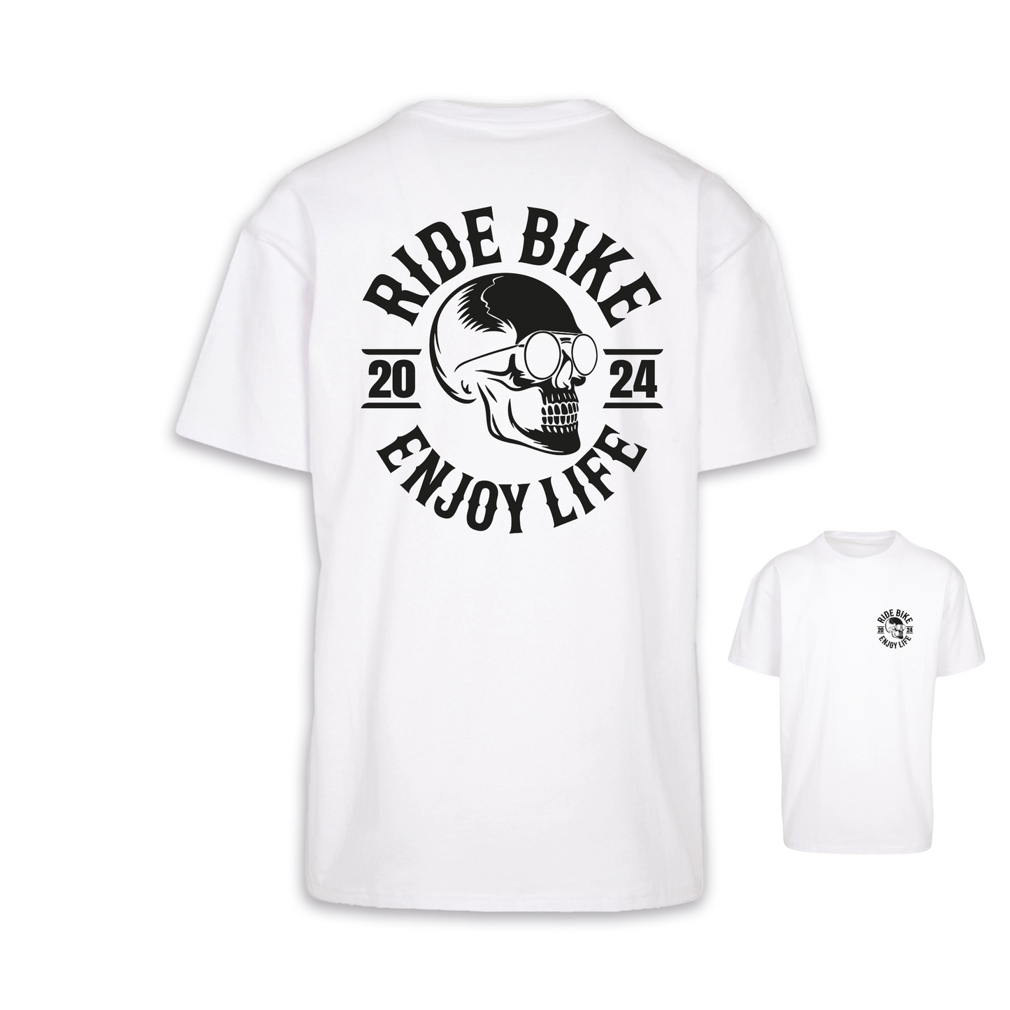 RIDE BIKE ENJOY LIFE - Weiß Oversize Shirt