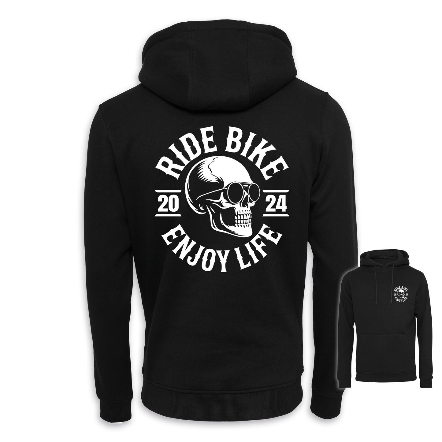 RIDE BIKE ENJOY LIFE - Schwarz/Weiß Regular Hoodie
