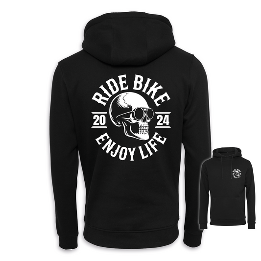 RIDE BIKE ENJOY LIFE - Schwarz/Weiß Regular Hoodie