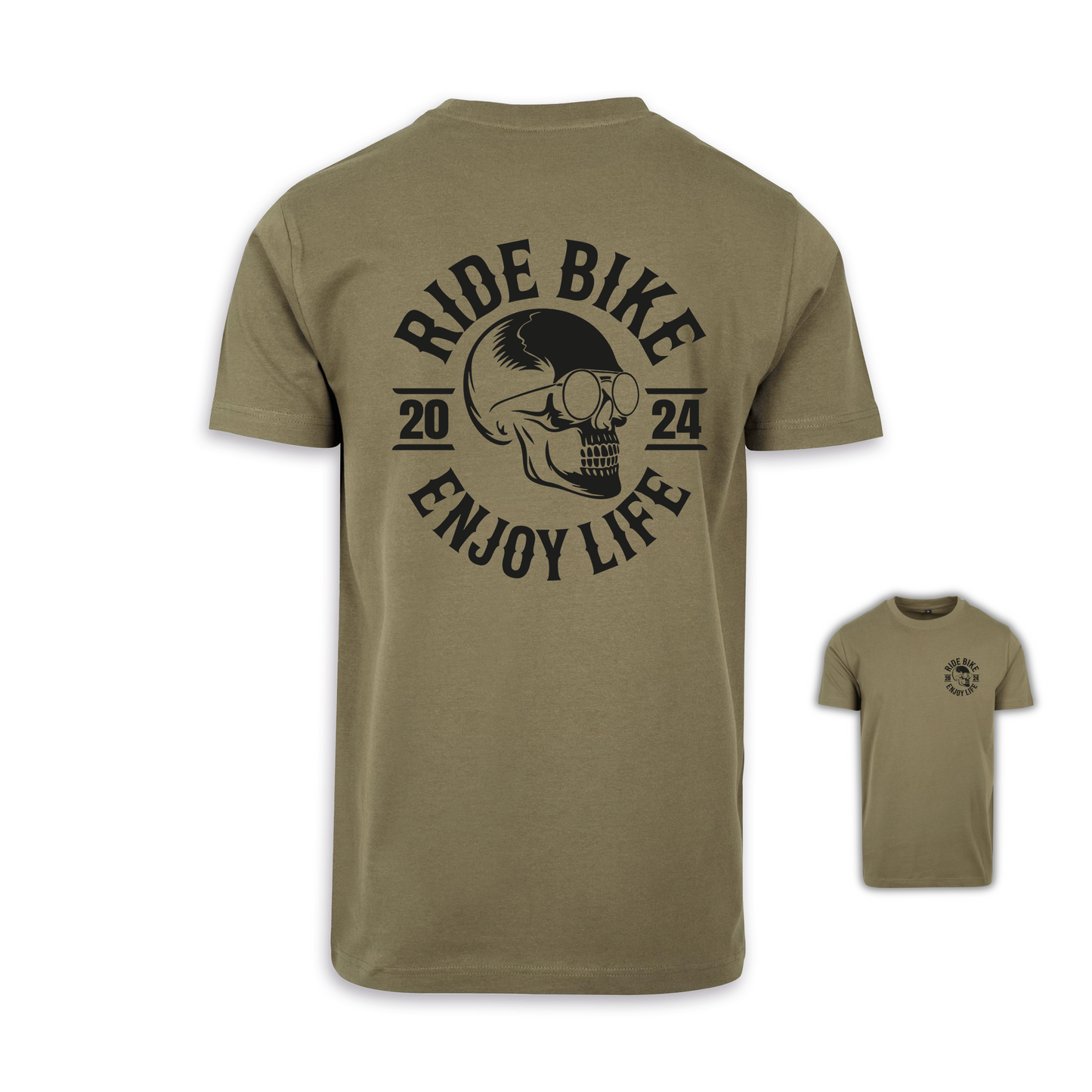 RIDE BIKE ENJOY LIFE - Olive/Schwarz Männer Shirt