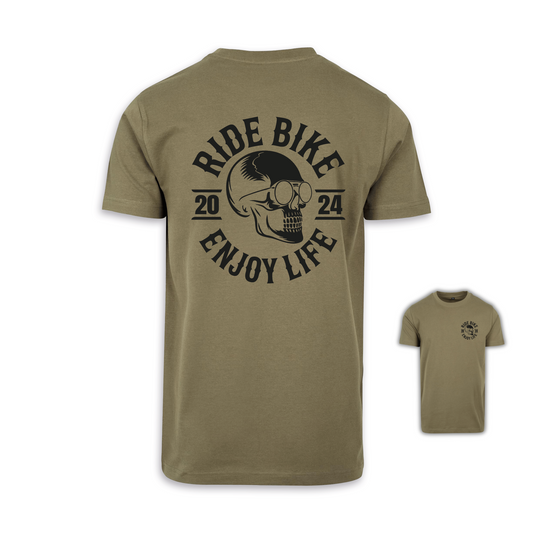 RIDE BIKE ENJOY LIFE - Olive/Schwarz Männer Shirt