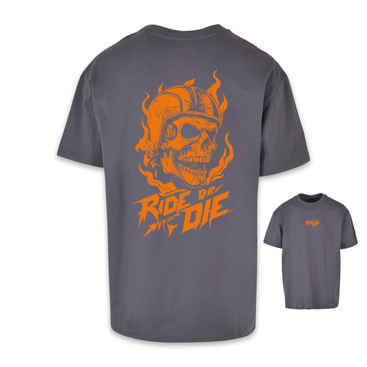Ride Or Die - Dunkelgrau/Orange Oversize Shirt