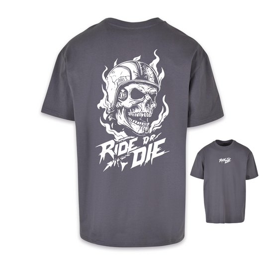 Ride Or Die - Dunkelgrau/Weiß Oversize Shirt