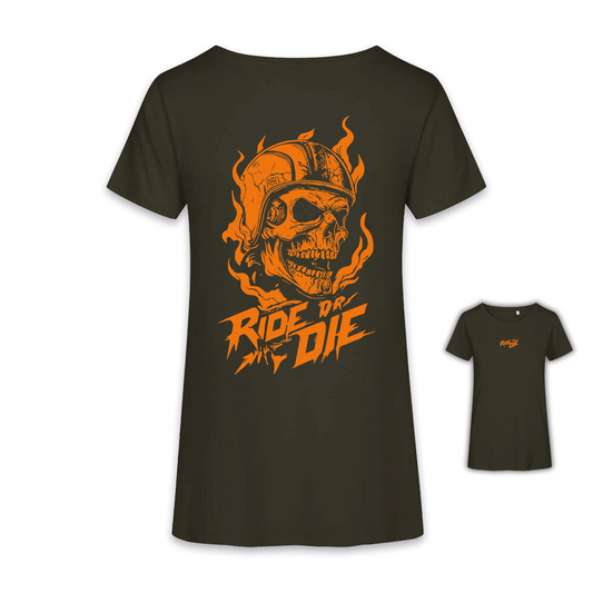 Ride Or Die - Khaki/Orange Frauen Shirt