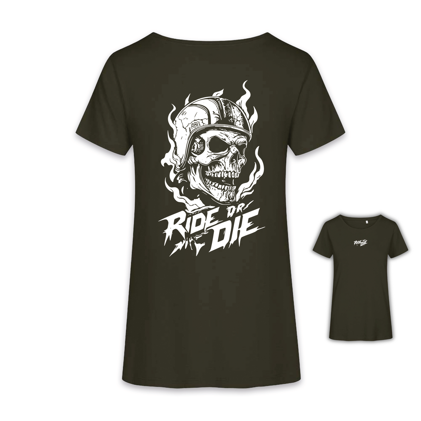 Ride Or Die - Khaki/Weiß Frauen Shirt