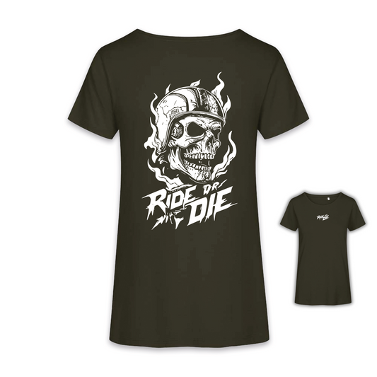 Ride Or Die - Khaki/Weiß Frauen Shirt