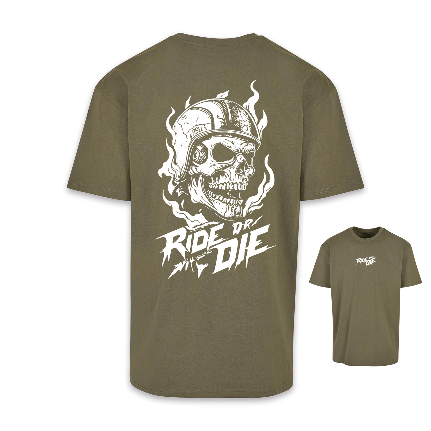 Ride Or Die - Olive/Weiß Oversize Shirt