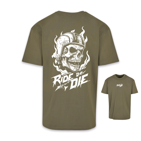 Ride Or Die - Olive/Weiß Oversize Shirt