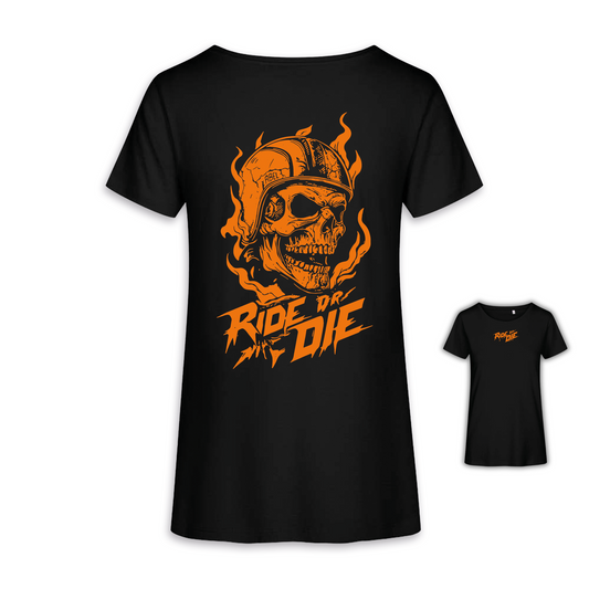 Ride Or Die - Schwarz/Orange Frauen Shirt