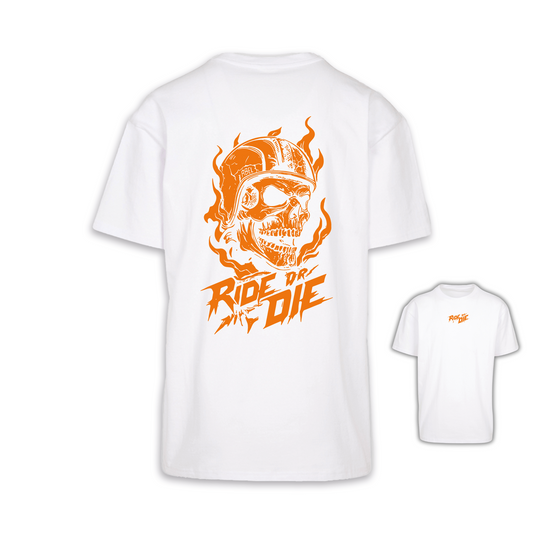 Ride Or Die - Weiß/Orange Oversize Shirt