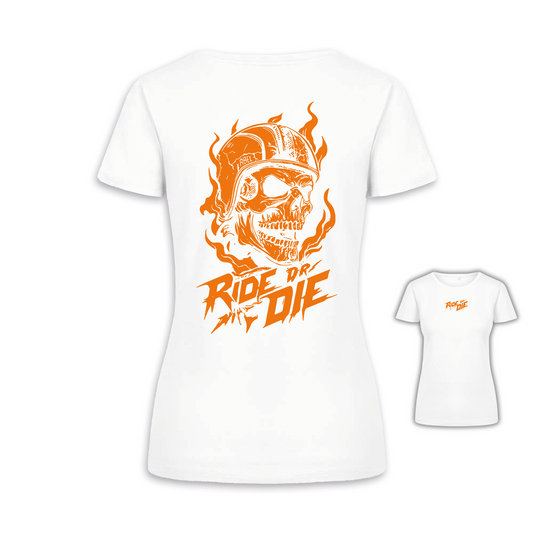 Ride Or Die - Weiß/Orange Frauen Shirt
