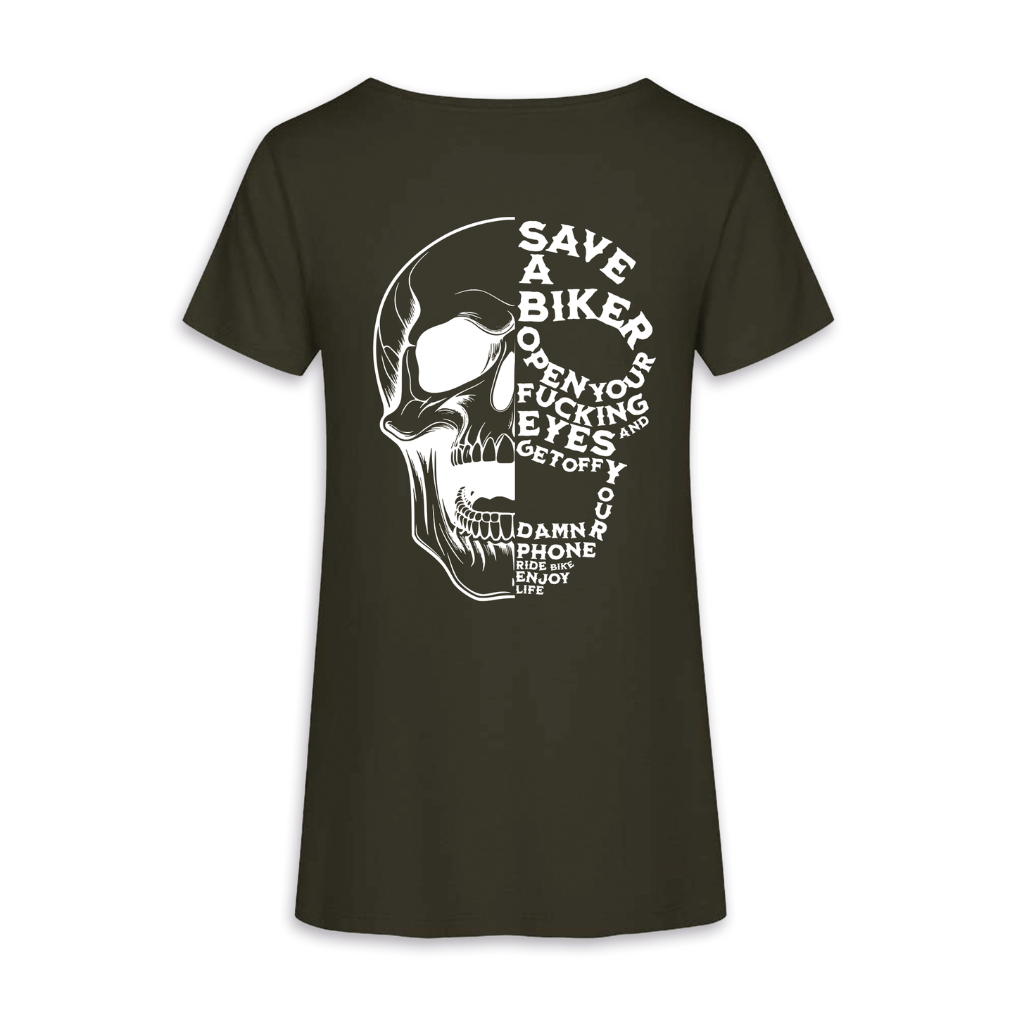 Save A Biker - Khaki/Weiß Frauen Shirt