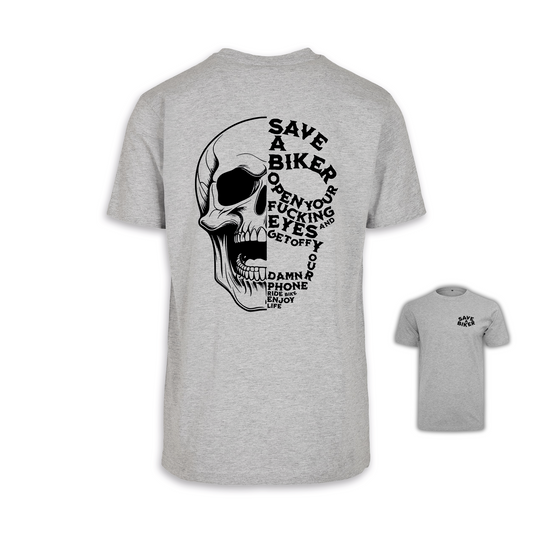 Save A Biker - Grau/Schwarz Männer Shirt