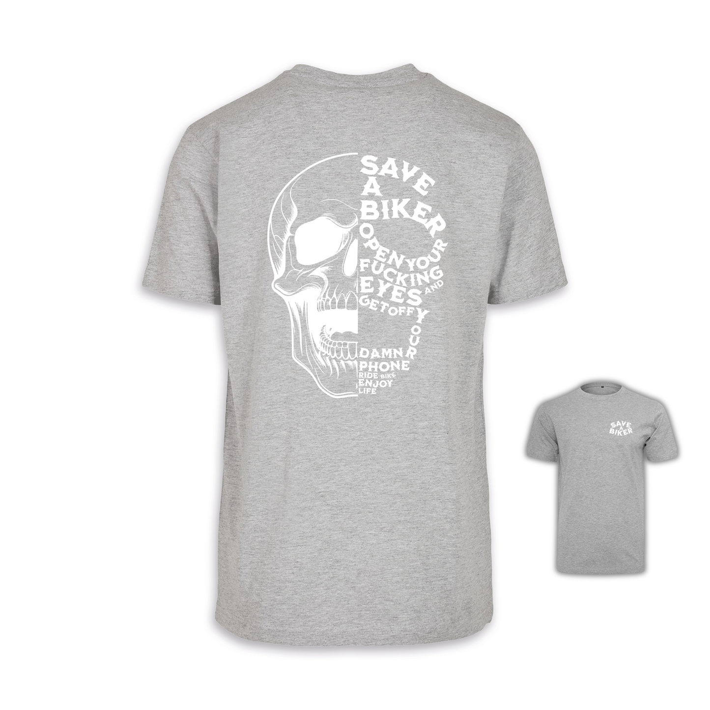 Save A Biker - Grau/Weiß Männer Shirt