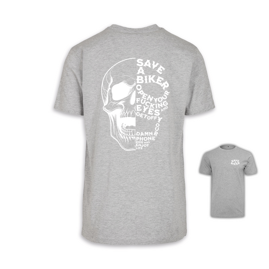 Save A Biker - Grau/Weiß Männer Shirt