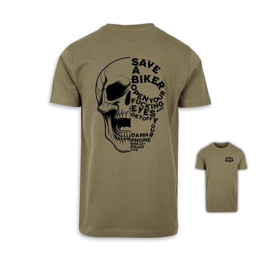 Save A Biker - Olive/Schwarz Männer Shirt