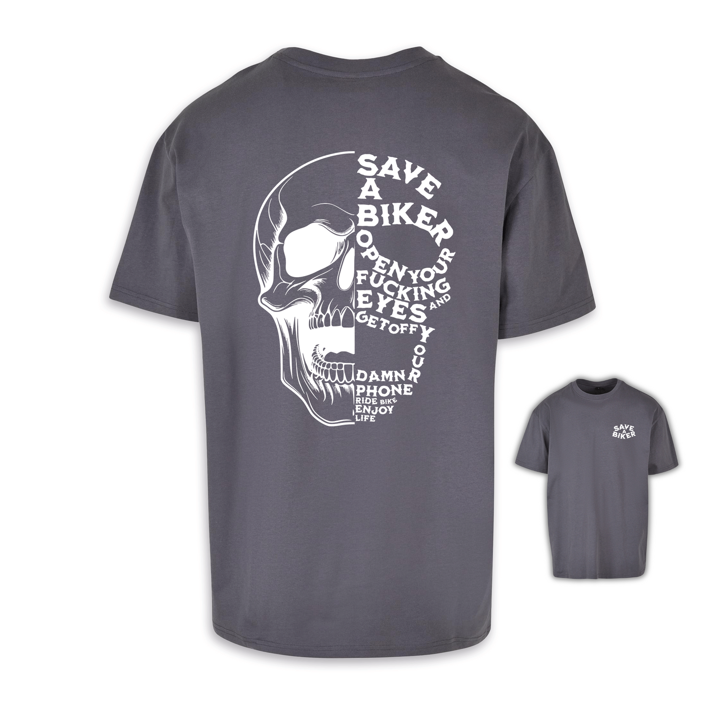 Save A Biker - Dunkelgrau Oversize Shirt