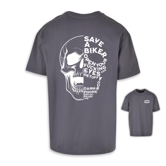 Save A Biker - Dunkelgrau Oversize Shirt