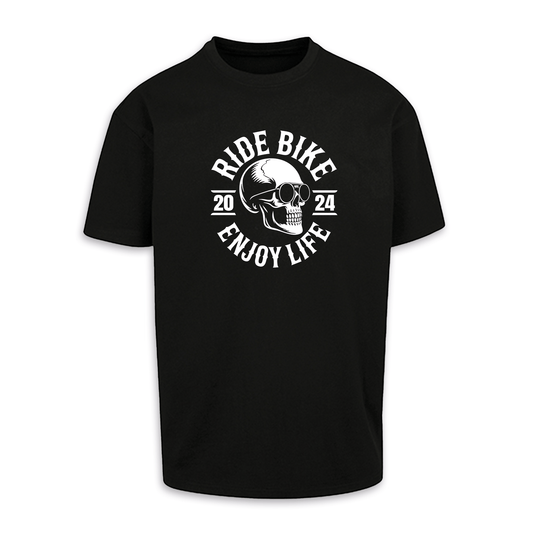 RIDE BIKE ENJOY LIFE Front - Schwarz Oversize Shirt