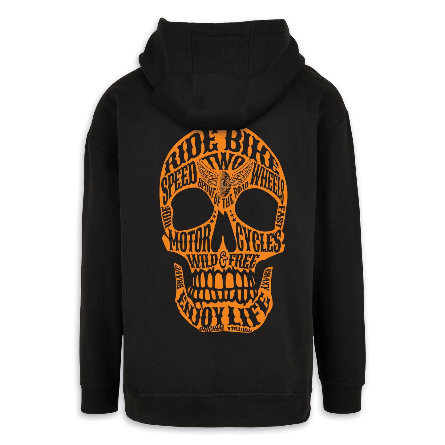 Wild & Free - Schwarz/Orange Oversize Hoodie