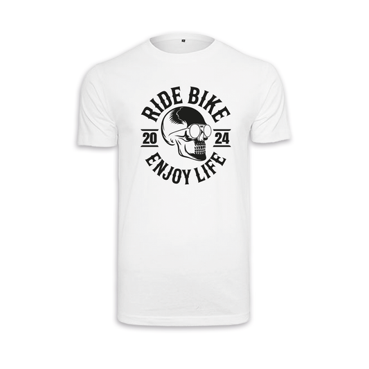 RIDE BIKE ENJOY LIFE Front - Weiß Männer Shirt