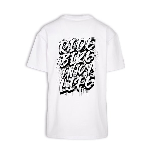 Ride Bike Enjoy Life Graffiti  - Weiß Oversize Shirt