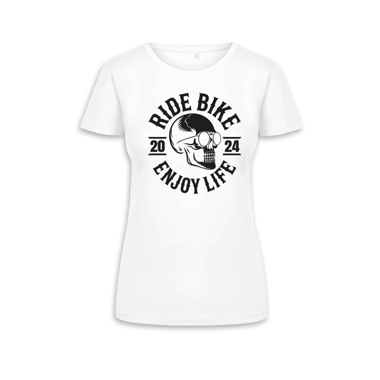 RIDE BIKE ENJOY LIFE Front - Weiß Frauen Shirt