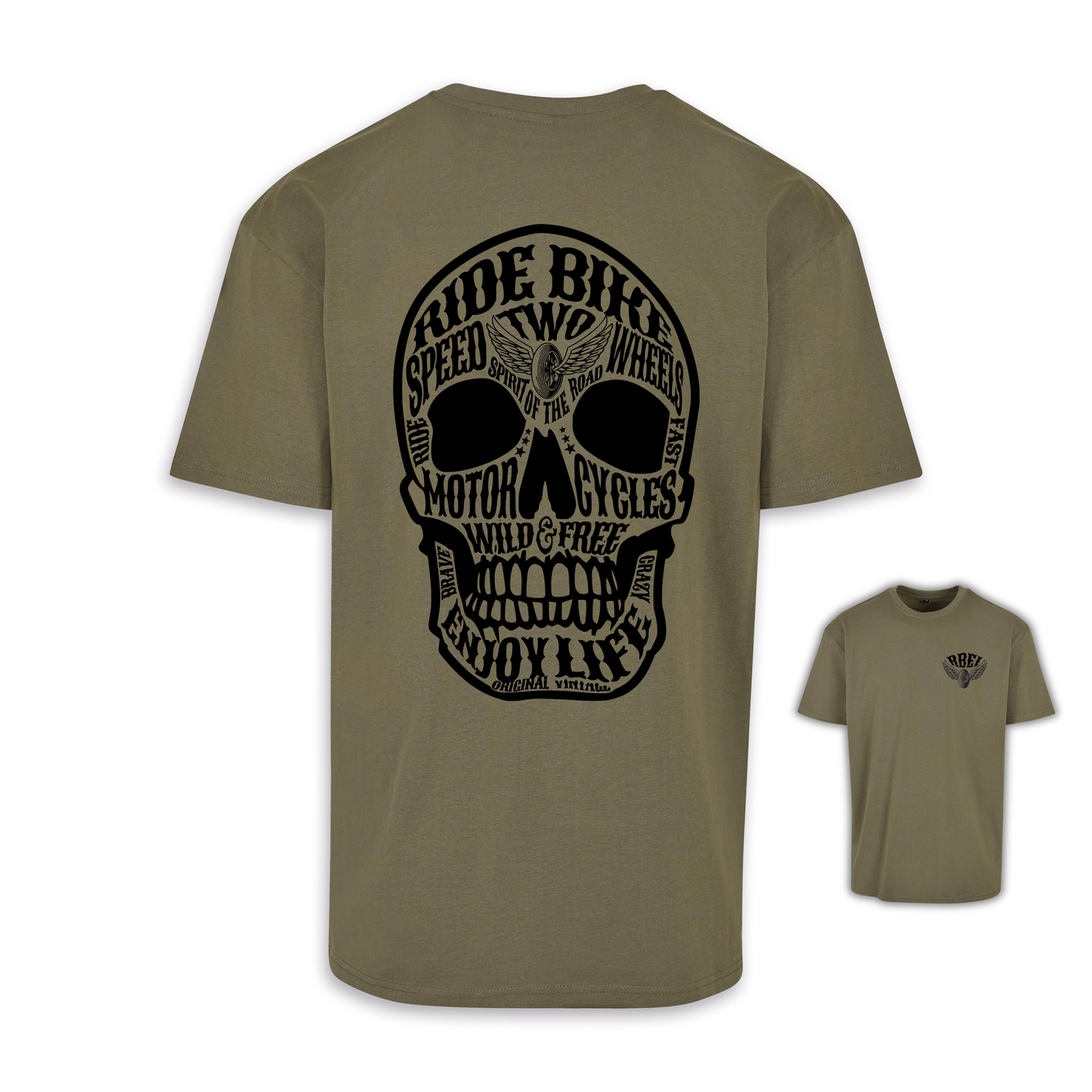 Wild & Free - Olive/Schwarz Oversize Shirt