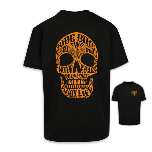 Wild & Free - Schwarz/Orange Oversize Shirt