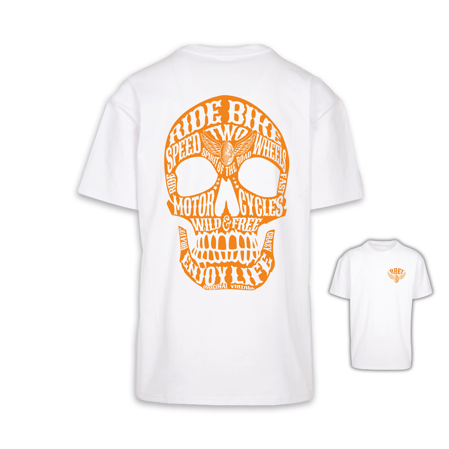 Wild & Free - Weiß/Orange Oversize Shirt
