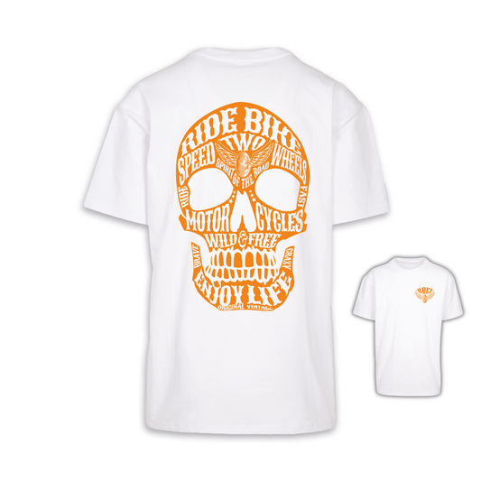 Wild & Free - Weiß/Orange Oversize Shirt