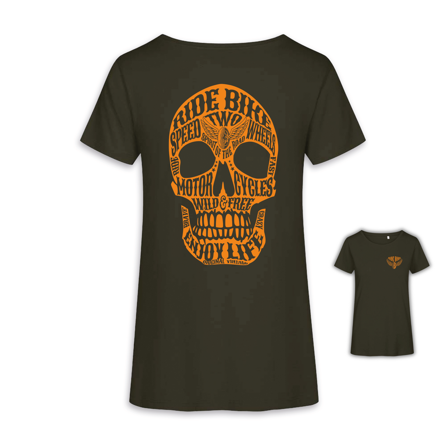 Wild & Free - Khaki/Orange Frauen Shirt