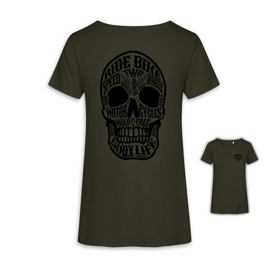 Wild & Free - Khaki/Schwarz Frauen Shirt