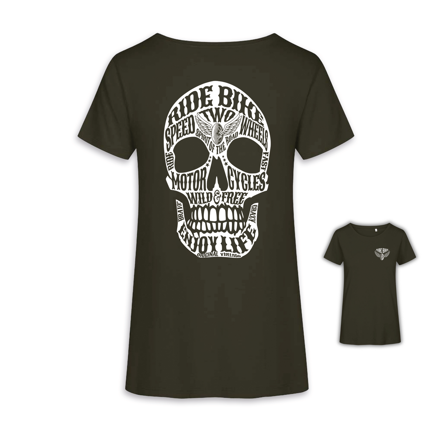 Wild & Free - Khaki/Weiß Frauen Shirt