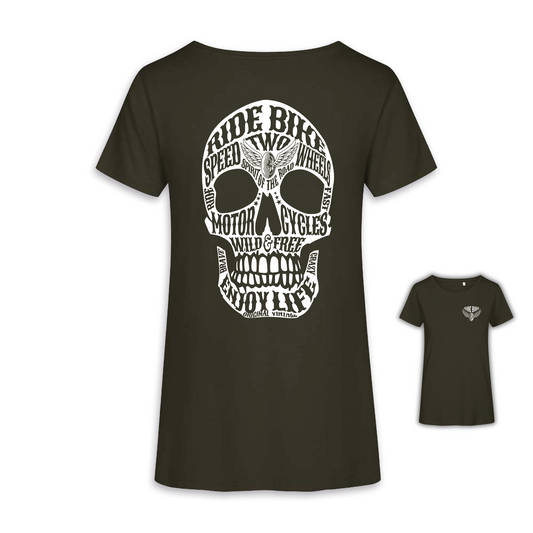 Wild & Free - Khaki/Weiß Frauen Shirt