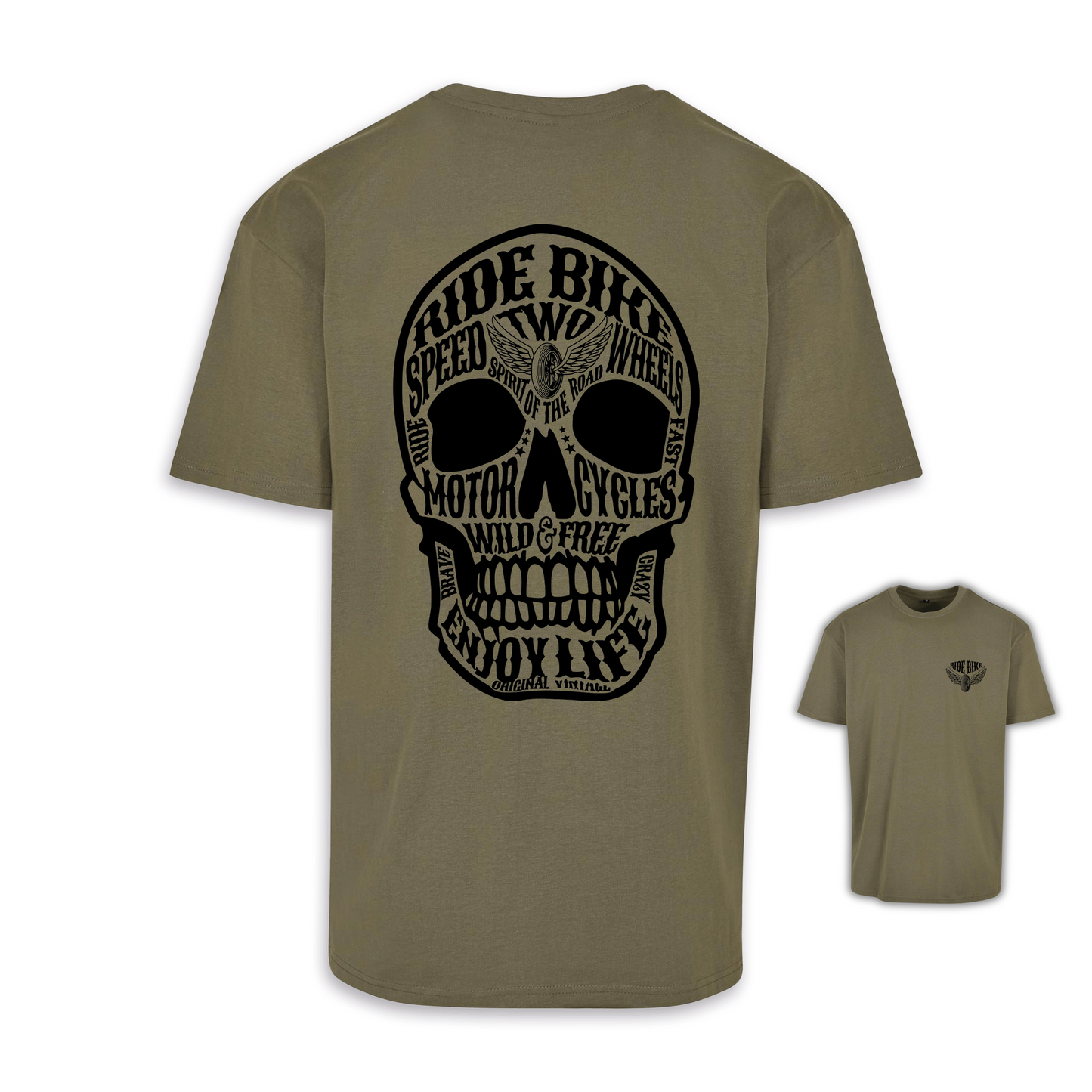 Wild & Free - Olive/Schwarz Oversize Shirt