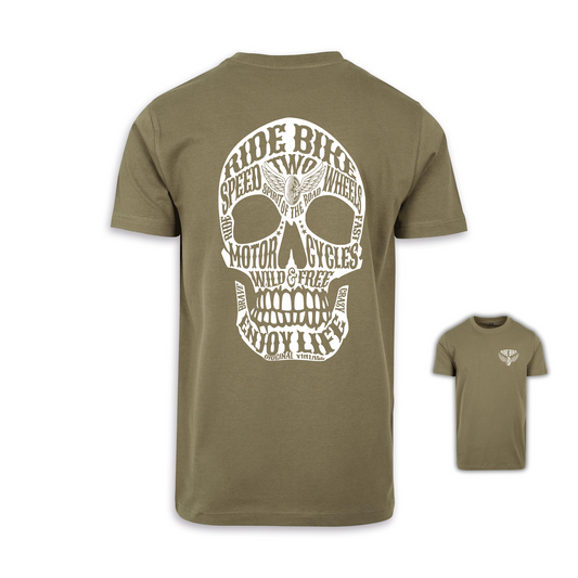 Wild & Free - Olive/Weiß Männer Shirt
