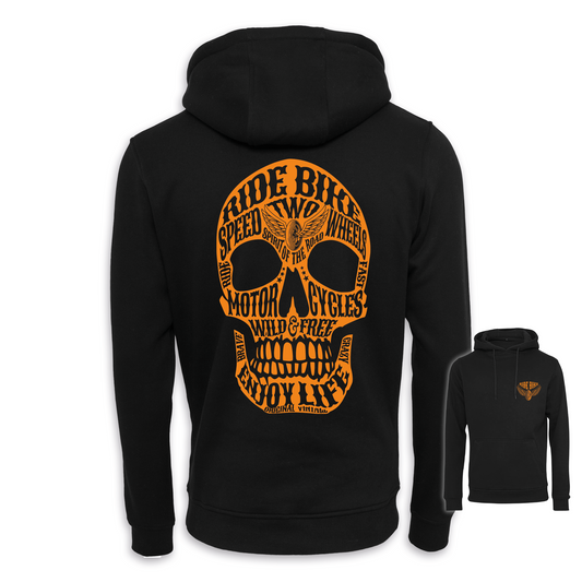 Wild & Free - Schwarz/Orange Regular Hoodie