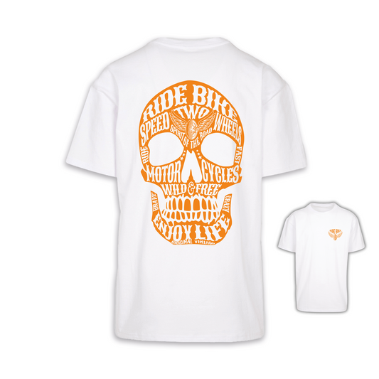 Wild & Free - Weiß/Orange Oversize Shirt