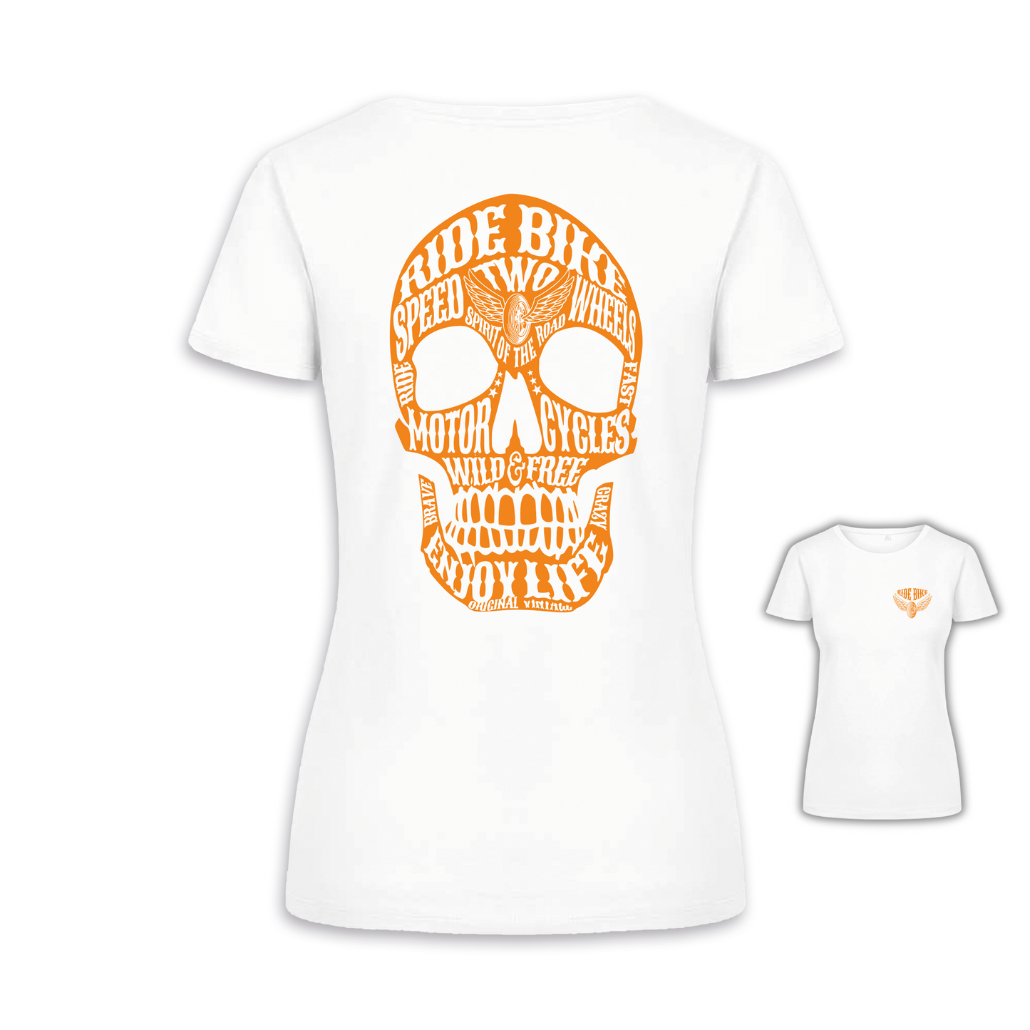 Wild & Free - Weiß/Orange Frauen Shirt