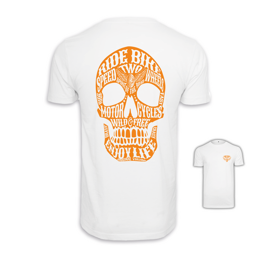 Wild & Free - Weiß/Orange Männer Shirt